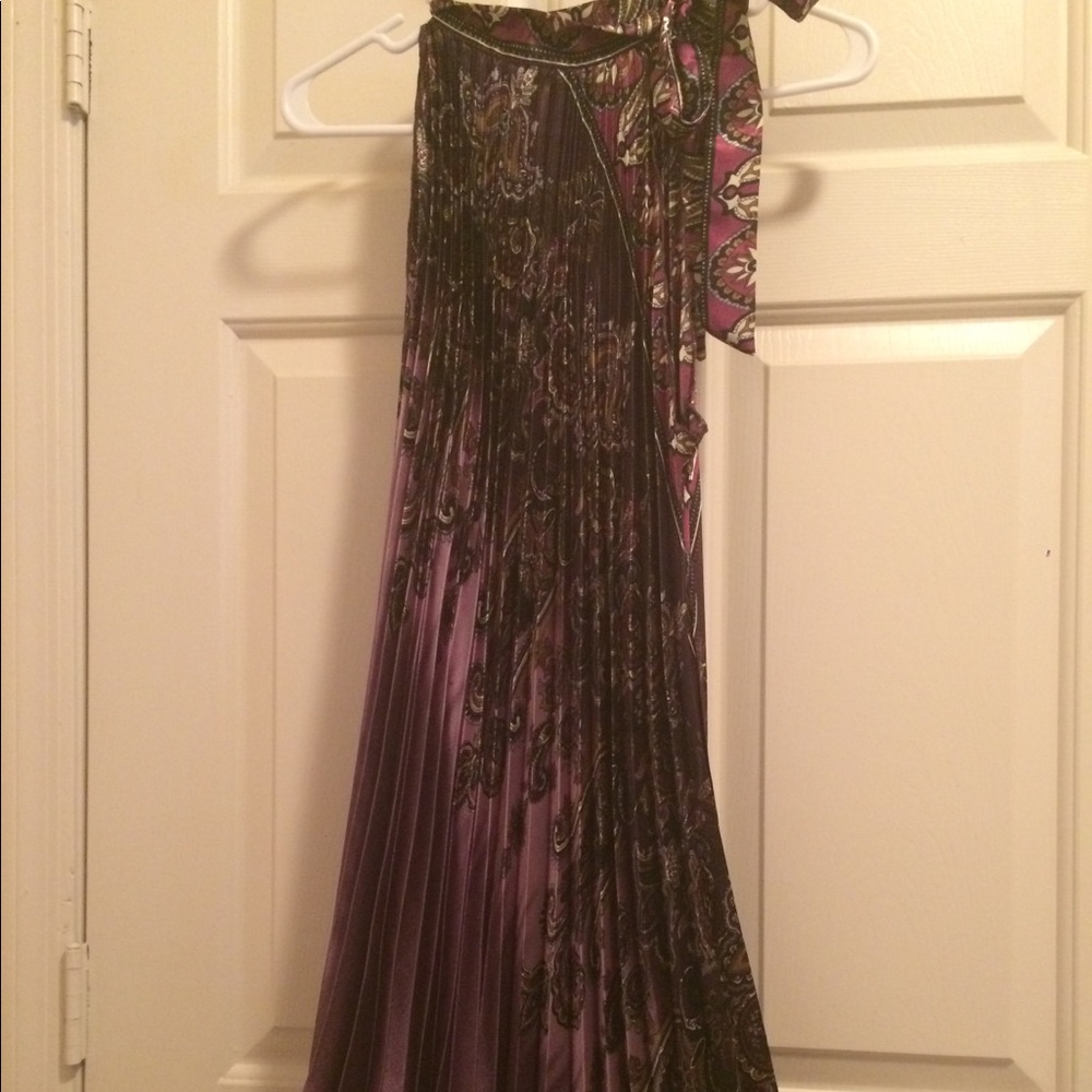Purple paisley pleated dress